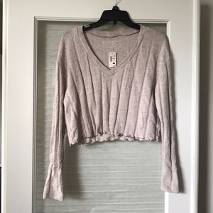 Aeropostale cropped Beige Long Sleeve Top Size S
